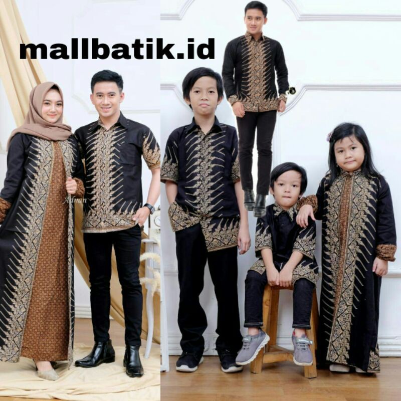 Terlaris Batik Couple Keluarga Motif Modang Coklat