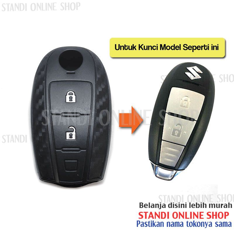 Kondom Kunci Silikon Carbon Remote Smartkey Suzuki Ignis Baleno SCross