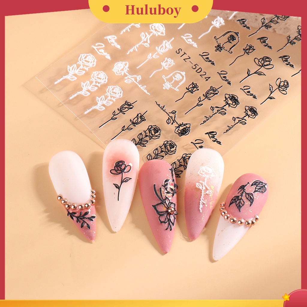 Huluboy Huluboy♡ Stiker Kuku Motif Bunga Kamelia Gaya Klasik Untuk Wanita