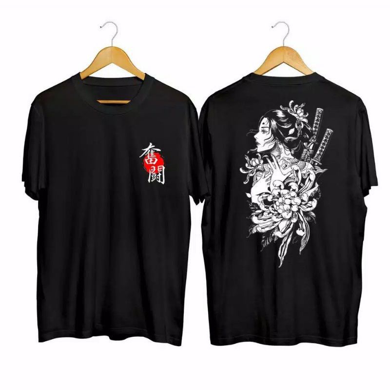 KAOS SAMURAI JEPANG || KAOS SAMURAI GEISHA PEDANG || KAOS PRIA WANITA