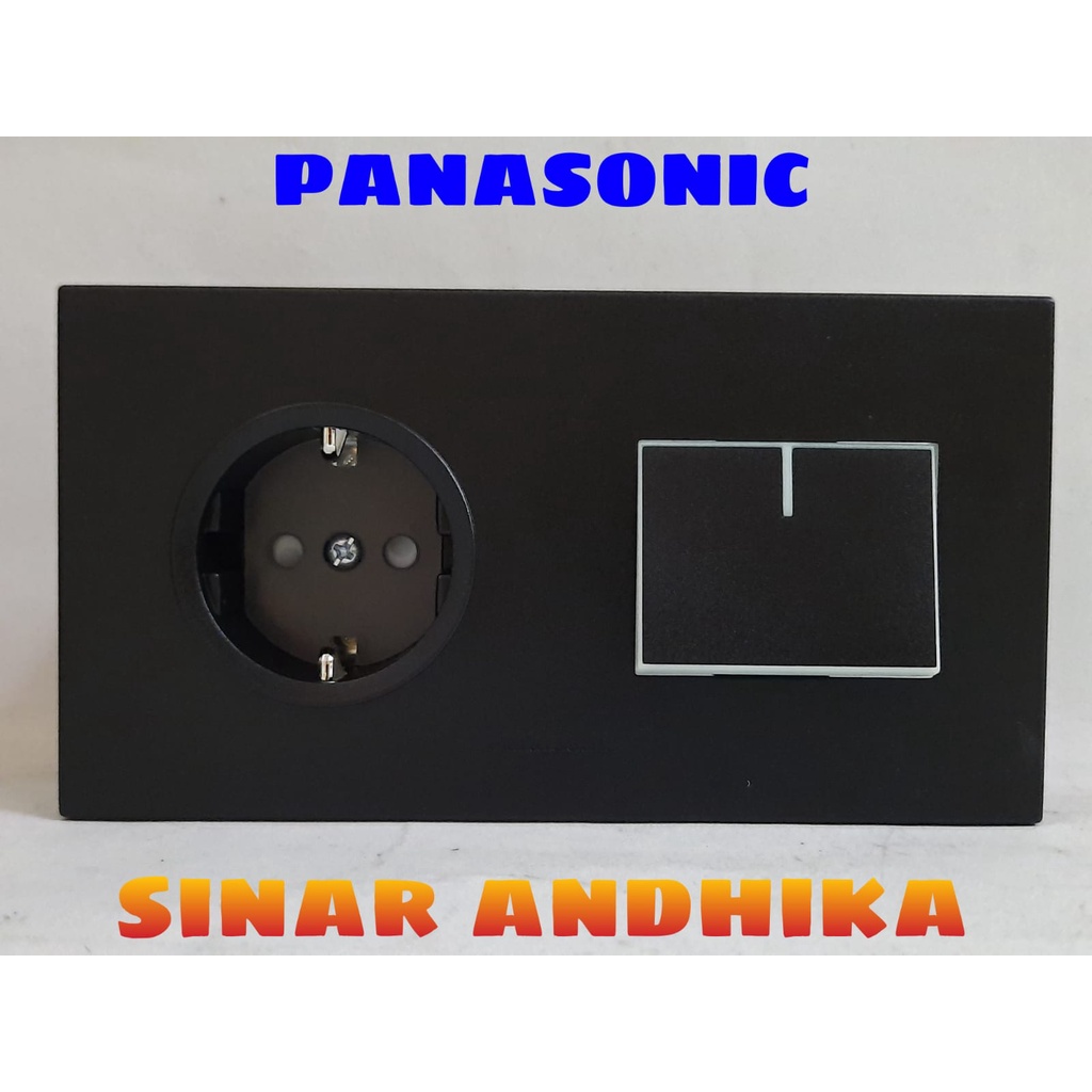 STOP KONTAK + SAKLAR ENGKEL LEBAR HOTEL HITAM PANASONIC WESJP 11212B+WESJ 5942B