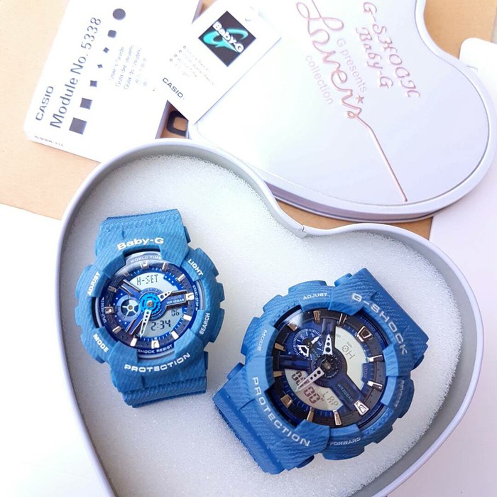 Jam Tangan Couple Merk Casio Gshock Babyg Blue Jeans Denim Original Bm Top Quality