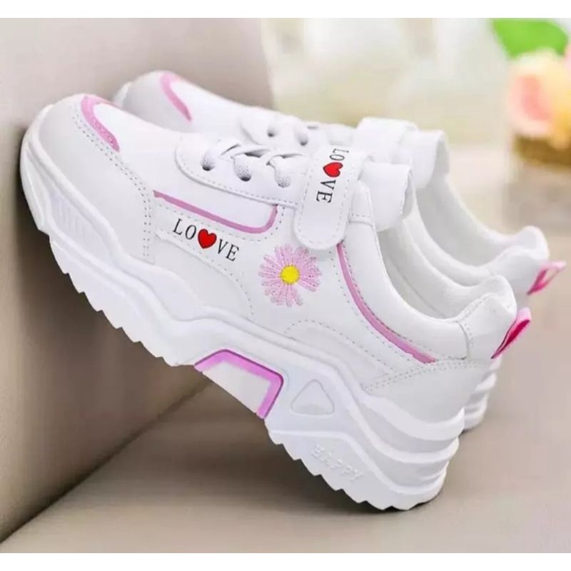 Sepatu Sneakers Anak Wanita(perempuan) Motif Bunga Termurah Terlaris/Sneakers Anak Wanita Kekinian