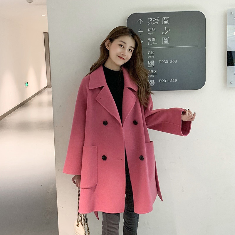 Mantel Wol Wanita Korea Import Wool Coat Autumn Winter Jacket Women Clothes Double Side Woolen Coat 