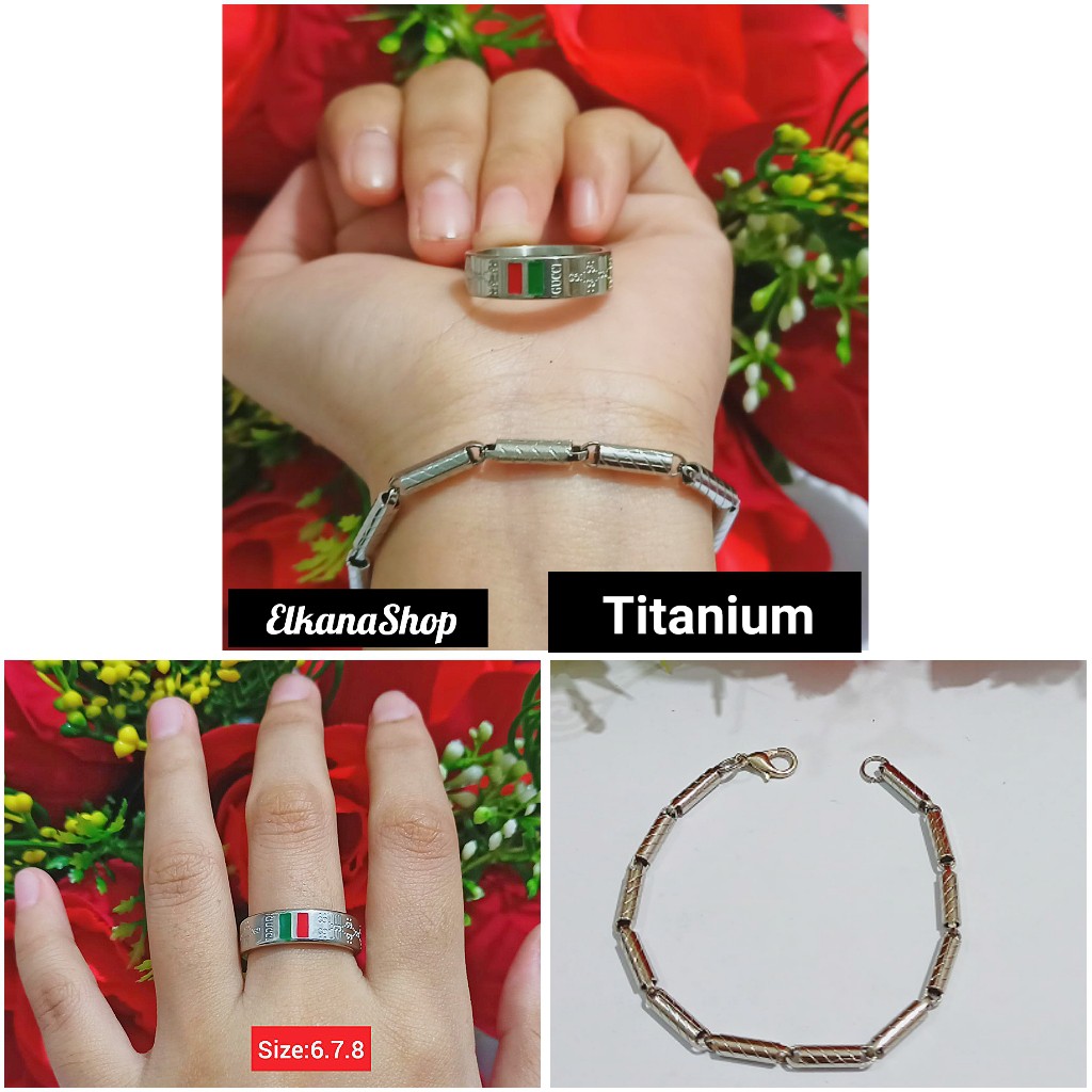 Gelang tabung dewasa Free Cincin TITANIUM STAINLESS STEEL