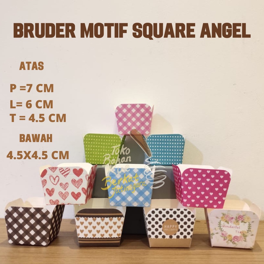 PAPER CASE ROTI ( CUP MUFFIN KOTAK ) KERTAS BAKING BLUDER BRUDER 50 PCS