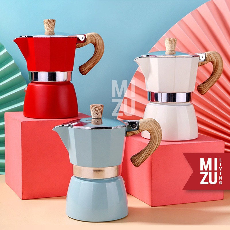 MIZU IL ROSSA Moka Pot Italian Espresso 3/6 Cups 150/300ml Teko Kopi Coffee Maker