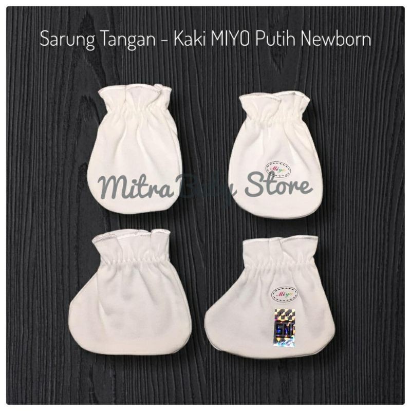 MIYO Putih Sarung Tangan & Kaki Bayi / Baby Mitten Newborn