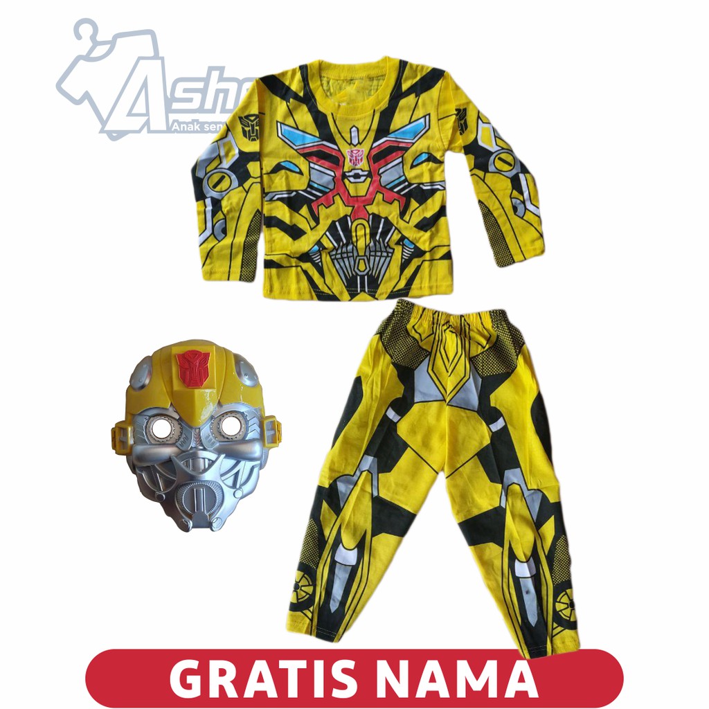 Kostum Anak Setelan BumbleBee Panjang Gratis Sablon Nama