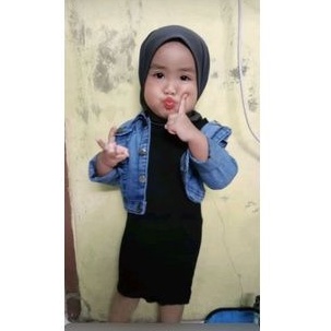 Jaket Jeans Anak Perempuan + Gamis Anak Set Jeans Viral 1-8 Tahun