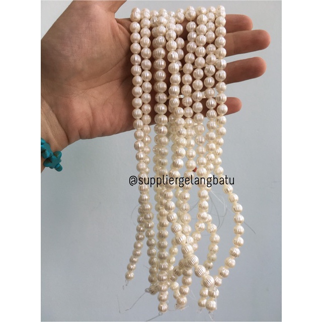 Mutiara Sintetis BULAT ULIR 8MM WHITE PEARL TULANG manik aksesoris