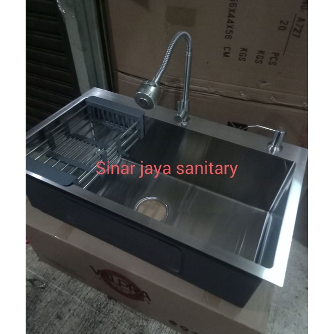 Paket kitchen sink 7545 stainless sus 304 / Paket sink 1 lobang 7545 stainless