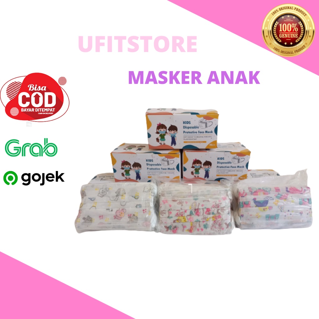 MASKER KIDS 3PLY ISI 50PCS/EARLOOP CHASA/MASKER ANAK ANAK 3PLY - PUTIH
