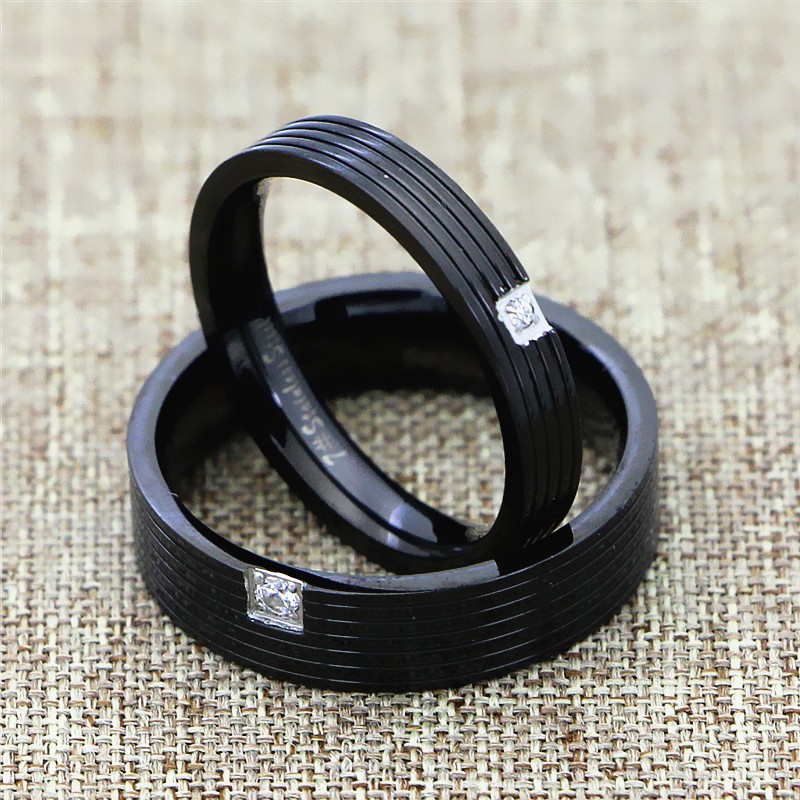 [SALE] Cincin Couple / Tunangan / Nikah / Pasangan / Titanium Cocok untuk hadiah C083 Hitam