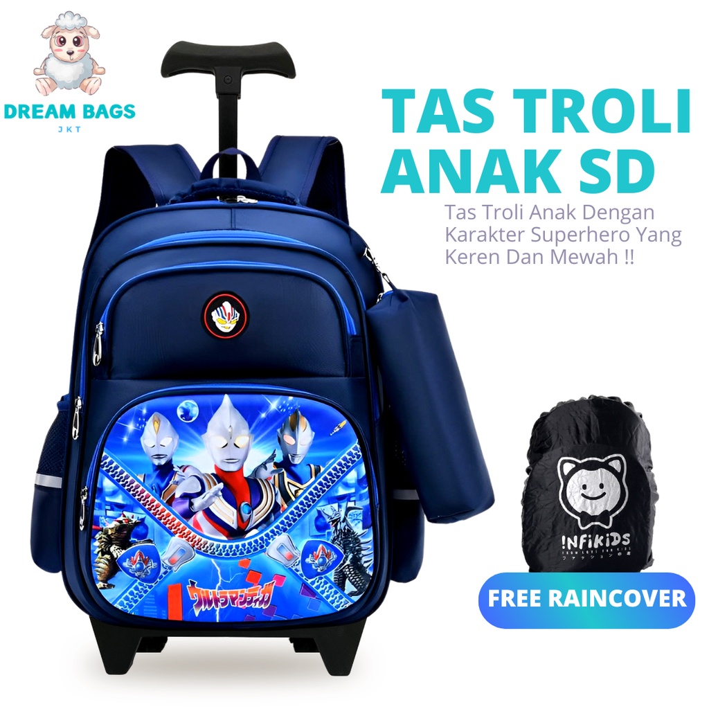 Tas Troli Anak Laki Laki Sekolah SD Karakter Import DB-638