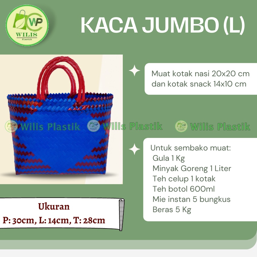 Tas Anyaman Plastik Kaca Jumbo (L) / Tas Anyam  Keranjang Belanja / Tas Bingkisan Hampers Parcel