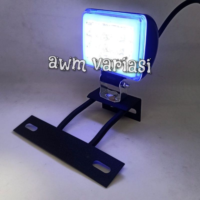 [PAKET]Lampu Tembak Sorot CWl 12 Led Mata Led Plus Ring Blue Waterproof + breket RX King Vixion  DLL