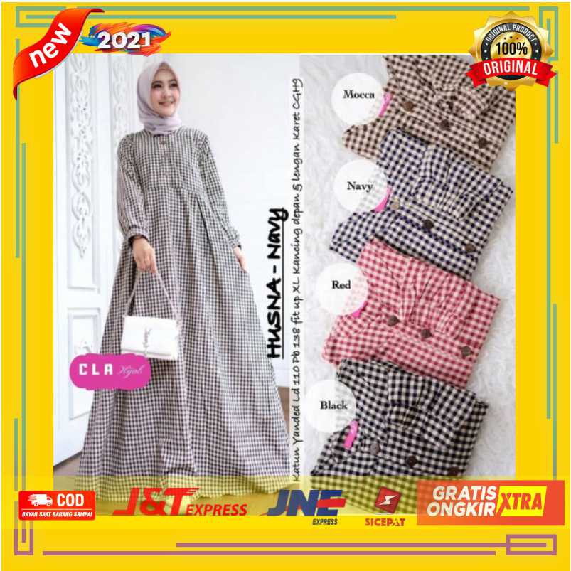 AGEN Baju Dress Muslim Syari Pakaian Wanita  Gamis Husna Maxy Casual & Formal Terbaru Berkualitas