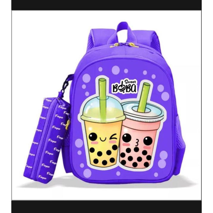 Tas Ransel Sekolah Anak Perempuan Boba Bublle Drink Milk,Tas sekolah TK,SD Boba