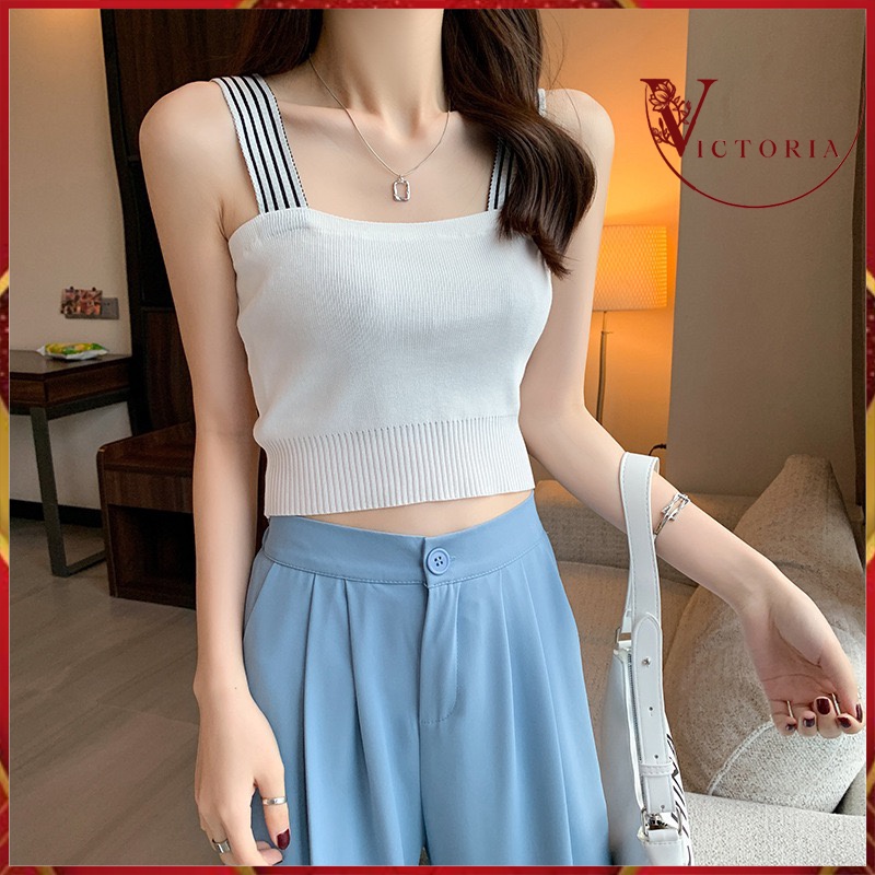 Victoria Tank Top Wanita Square Neck Tank Top Import Style Korea 4052