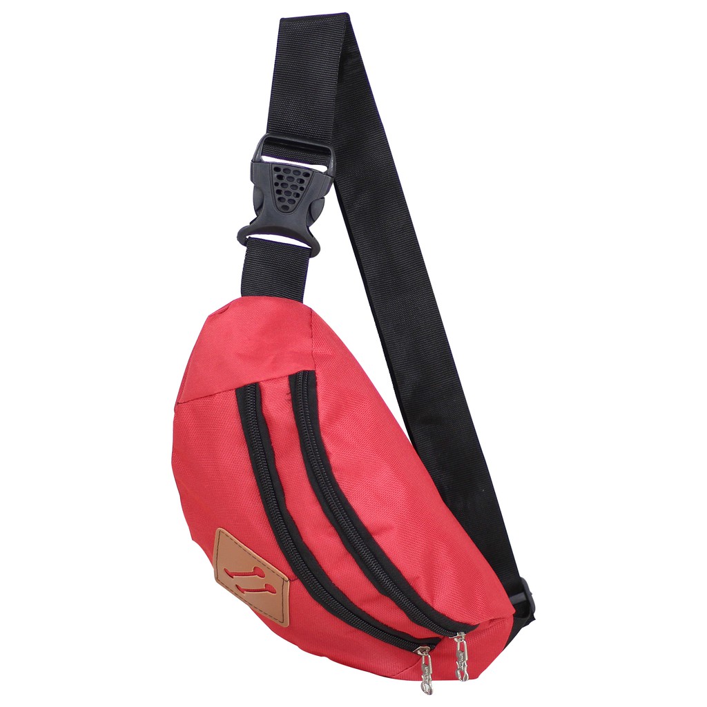 Tas Selempang Pria Kekinian Simple Waistbag Distro Merah Bagus Murah