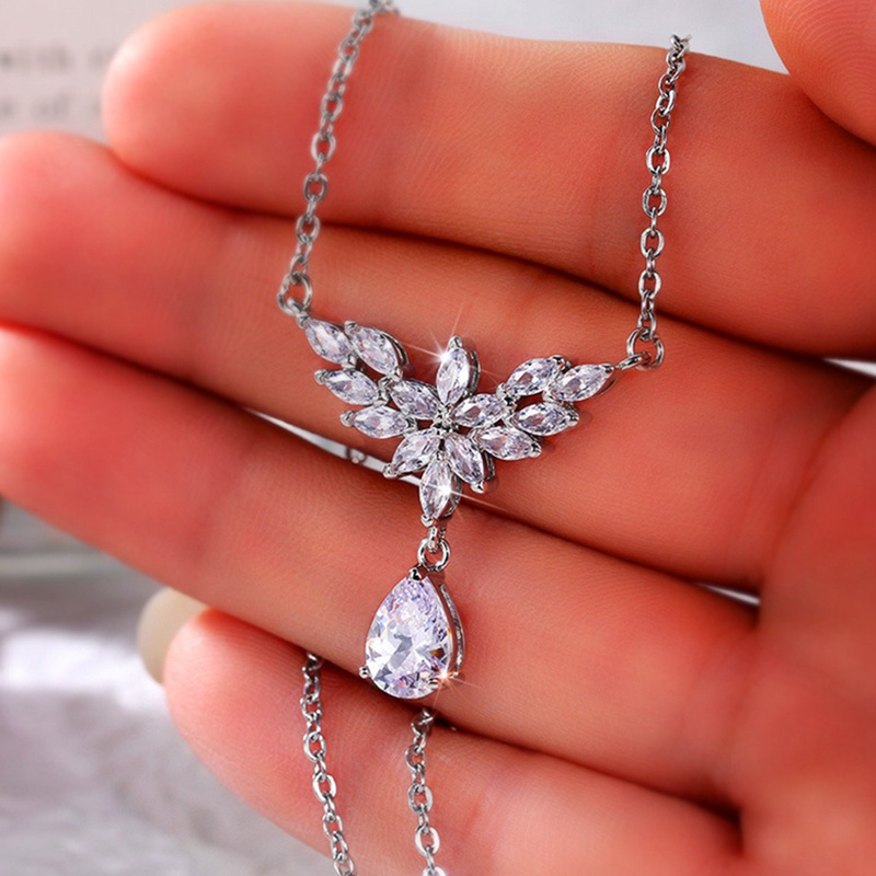 Fancyqube Kalung Liontin Cubic Zirconia Untuk Wanita