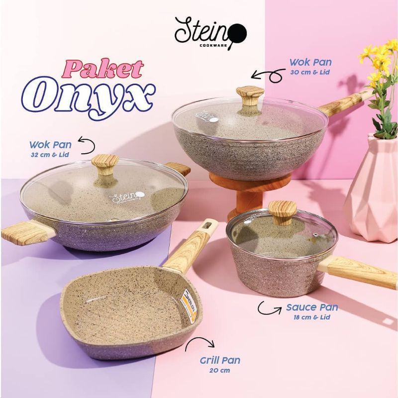 Paket Onyx / Black Onyx Series (1 Grill Pan, 1 Sauce Pan, dan 2 Wok)