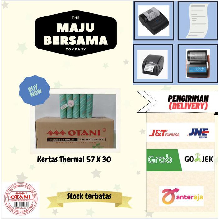 

Kertas / Kertas Thermal Merk Otani 57X30,Coreless Harga Perdus - Hitam
