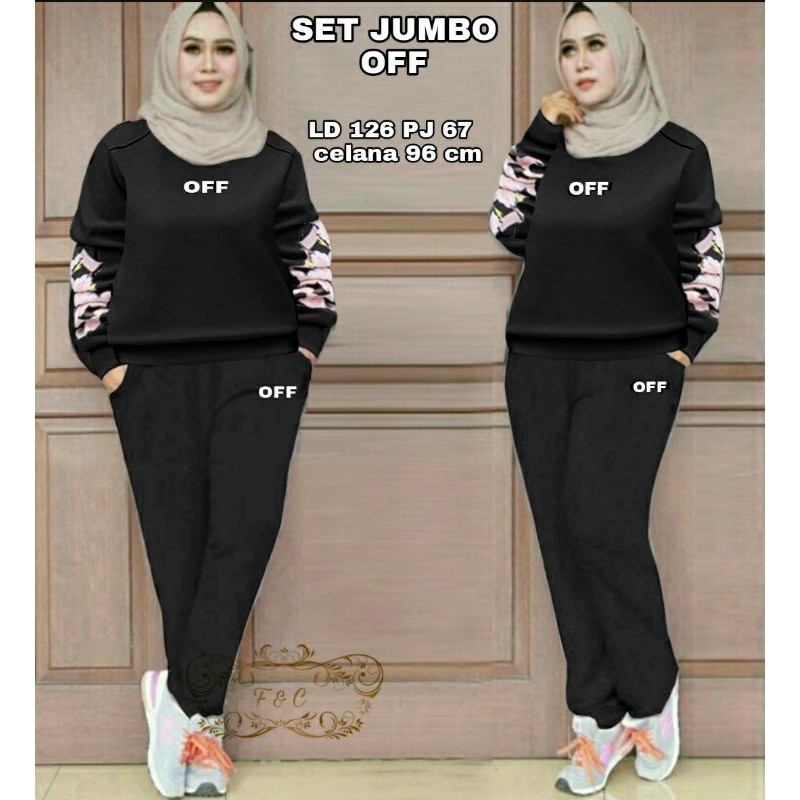 PCS SET CELANA OFF FE BAHAN BABYTERRY 3 UKURAN L XL XXL SETELAN ATASAN DAN CELANA