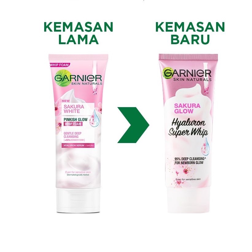 Garnier Sakura Glow Glowing Face Wash Foam / Garnier Sakiura Glow Hyaluron Foam / Garnier Sakura Glow Hyaluron Super Whip / Garnier Sakura White Pinkish Glow Whip Foam / Garnier Pencuci Muka