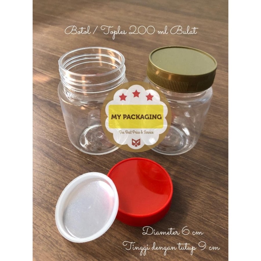 100pcs - Botol / Toples Tempat Sambal Bumbu Saos &amp; Kecap 200 ml BULAT (isi100)