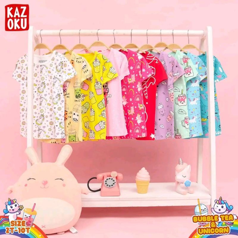 Kaos anak perempuan kaos fullprint kaos pulprin anak kaos Boba kaos bubble tea unicorn Kazoku kaos a