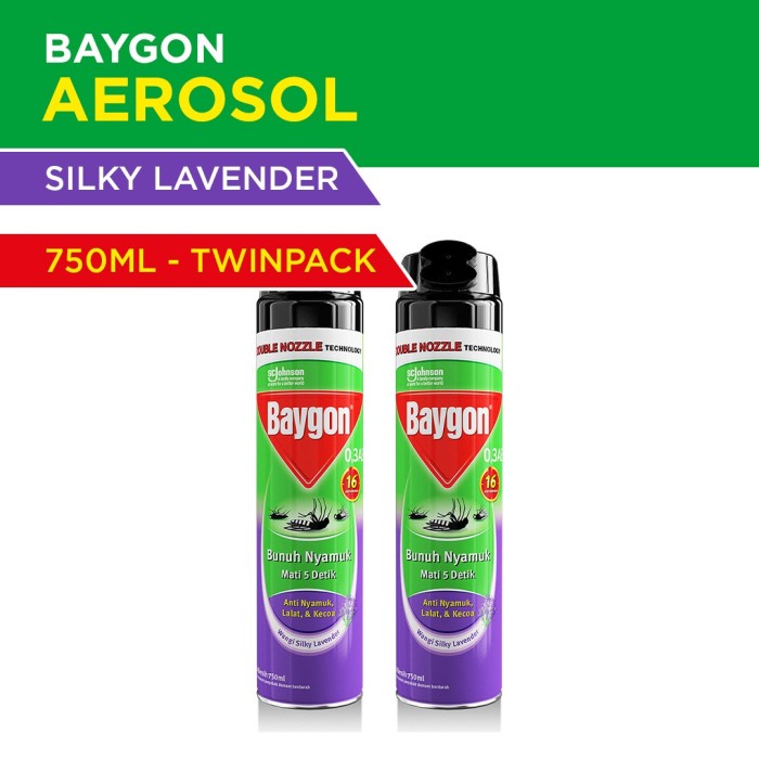 BAYGON AEROSOL SILKY LAVENDER 750ML TWIN PACK