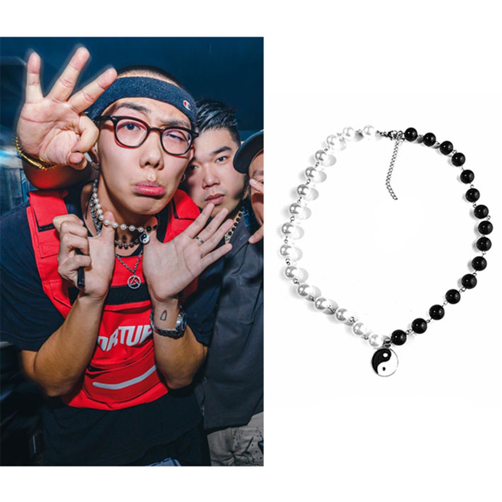 Tai Chi Gosip Yin Yang Liontin Hitam Putih Kalung Choker Pasangan untuk Pria dan Wanita