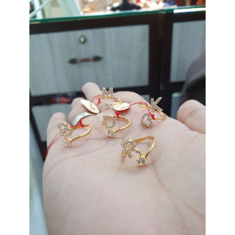cincin inisial huruf emas asli cakep model terbaru