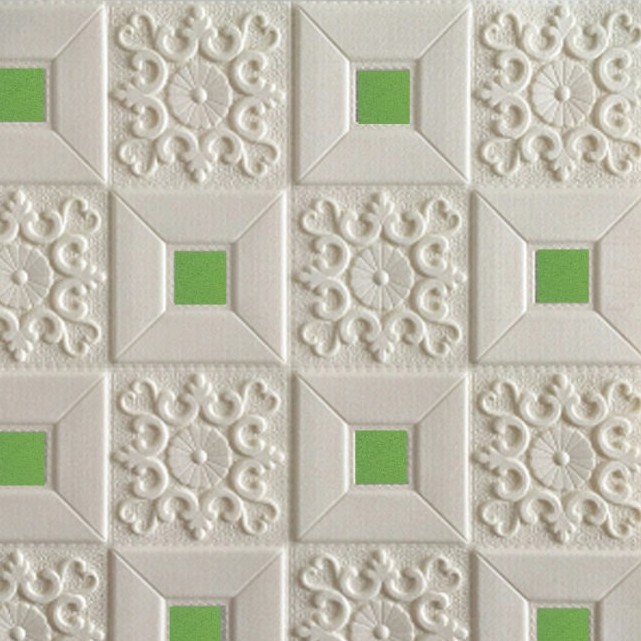 Wallpaper 3D Foam Motif Batik Brickfoam 35 cm x 70 cm Wallstiker Homedekorationshop-BTKF003-HIJAU