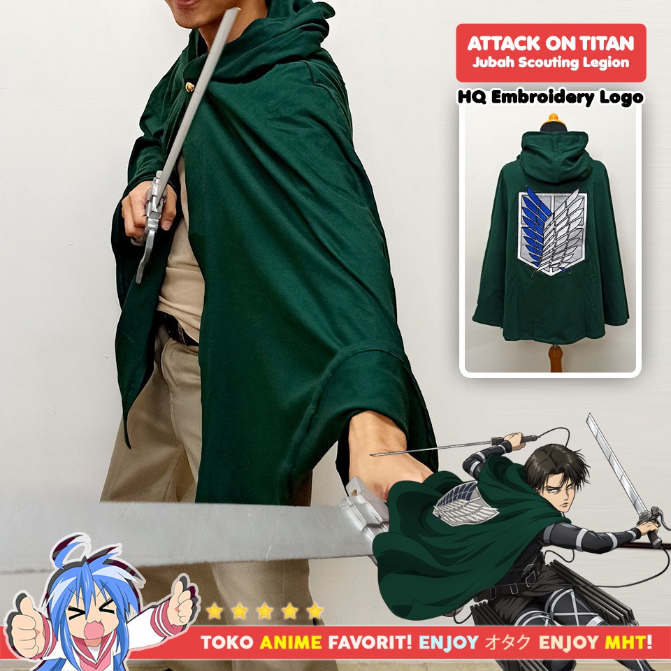Jubah Attack On Titan AOT Shingeki no Kyojin SNK Scouting Legion Survey Corp Military Premium Bordir