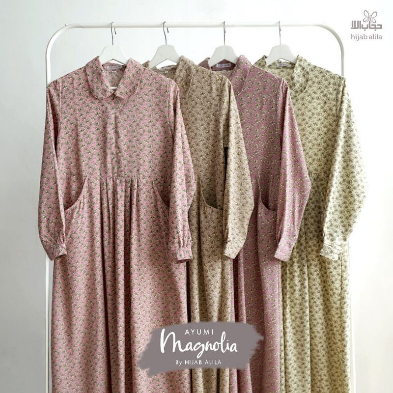 Gamis Ayumi Magnolia | motif bunga | Hijab alila