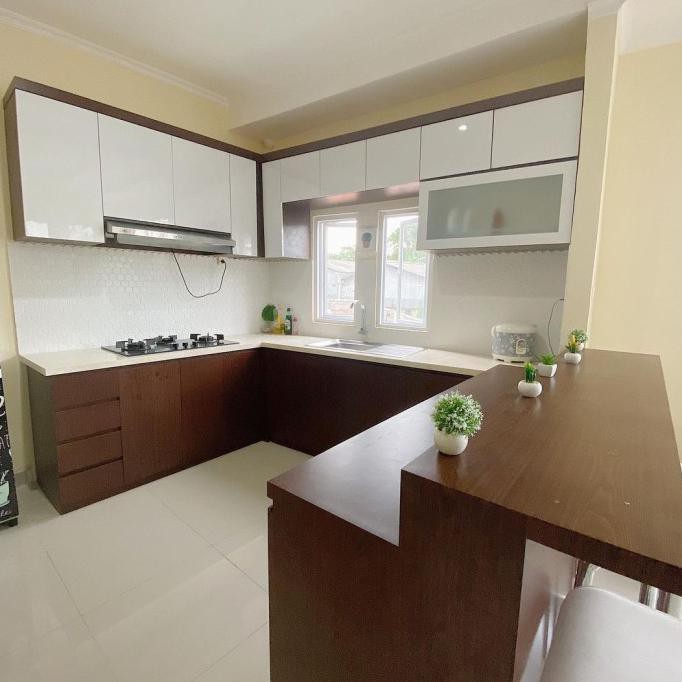 Jual Kitchen Set Finishing Hpl White & Warna Kayu Table Granit