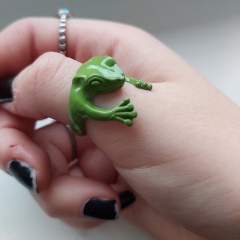 Cincin Jari Adjustable Desain Hewan Katak Untuk Pria Dan Wanita