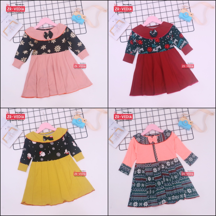 Dress Yumna 1-2 Tahun / Dres Anak Perempuan Premium Branded Lengan Panjang Gaun Pesta cewek