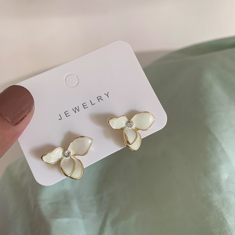 INS Korean Spring Flower Earrings S925 White Earrings Ear Studs Accessory