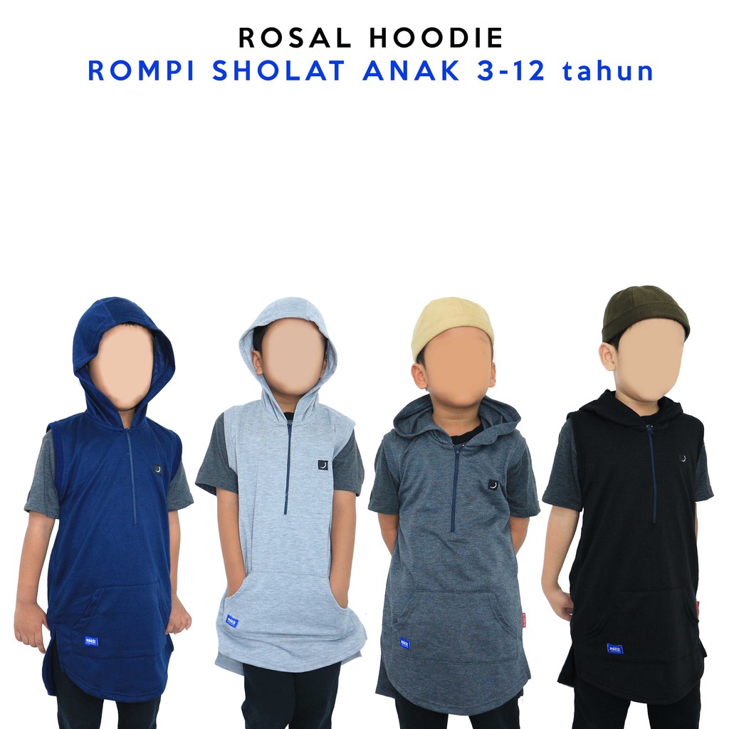 Rosal Hoodie Anak Laki Laki 4 - 12 Tahun / Rompi Sholat Hoodie Anak Laki Laki Brand Rokidz /  Baju K