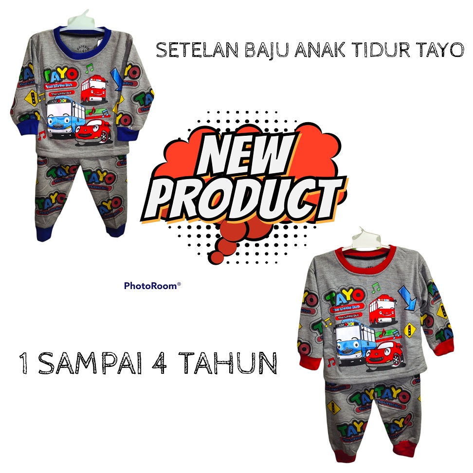 BAJU SETELAN TIDUR ANAK LAKI LAKI PEREMPUAN TAYO / SETELAN TIDUR TAYO 1 - 4 TAHUN