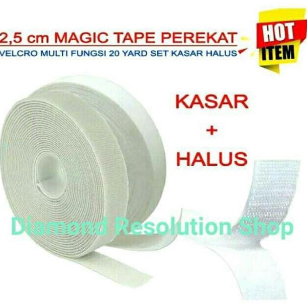 (1 SET HALUS KASAR) VELCRO MAGIC TAPE 1 INCH 2,5 CM / Perekat Velcro
