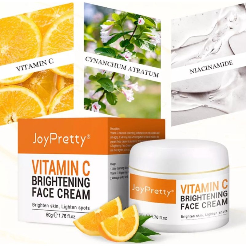 JoyPretty Vitamin C Cream Pencerah Wajah Penghilang Flek Hitam Melasma Krim Crem Pemutih Wajah Pelembab Wajah Siang dan Malam