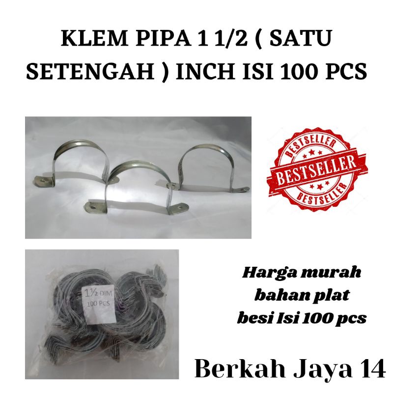 KLEM BESI PLAT PIPA UKURAN 1 1/2 INCH HARGA MURAH BARANG BERKUALITAS ISI 100 BIJI PER PACK TERLARIS