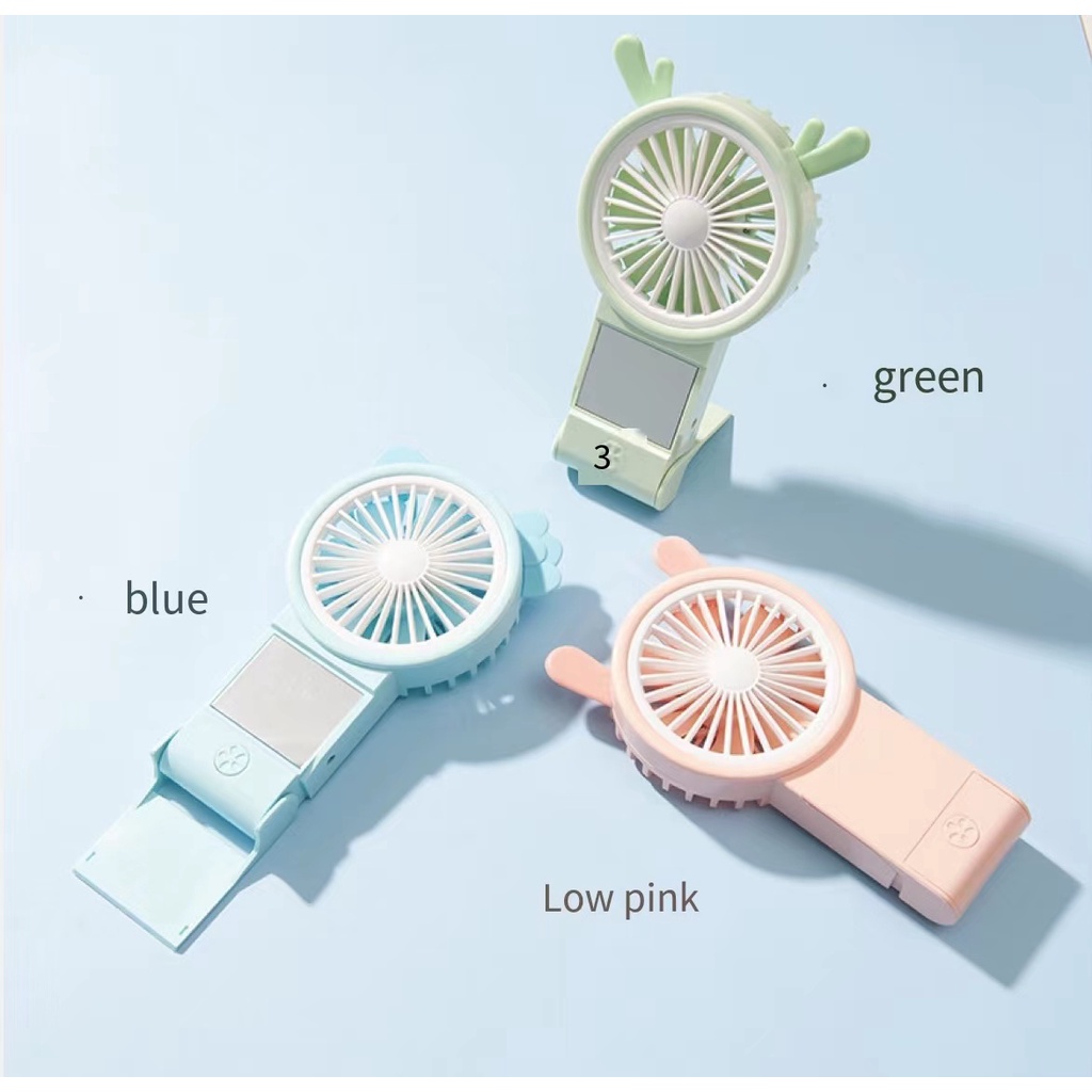 Kipas angin Mini  +  kaca rias Makeup  2in1  Lipat Usb Portable Charger Mini Fan Kipas Usb mudah dibawa dan dilengkapi kaca mini