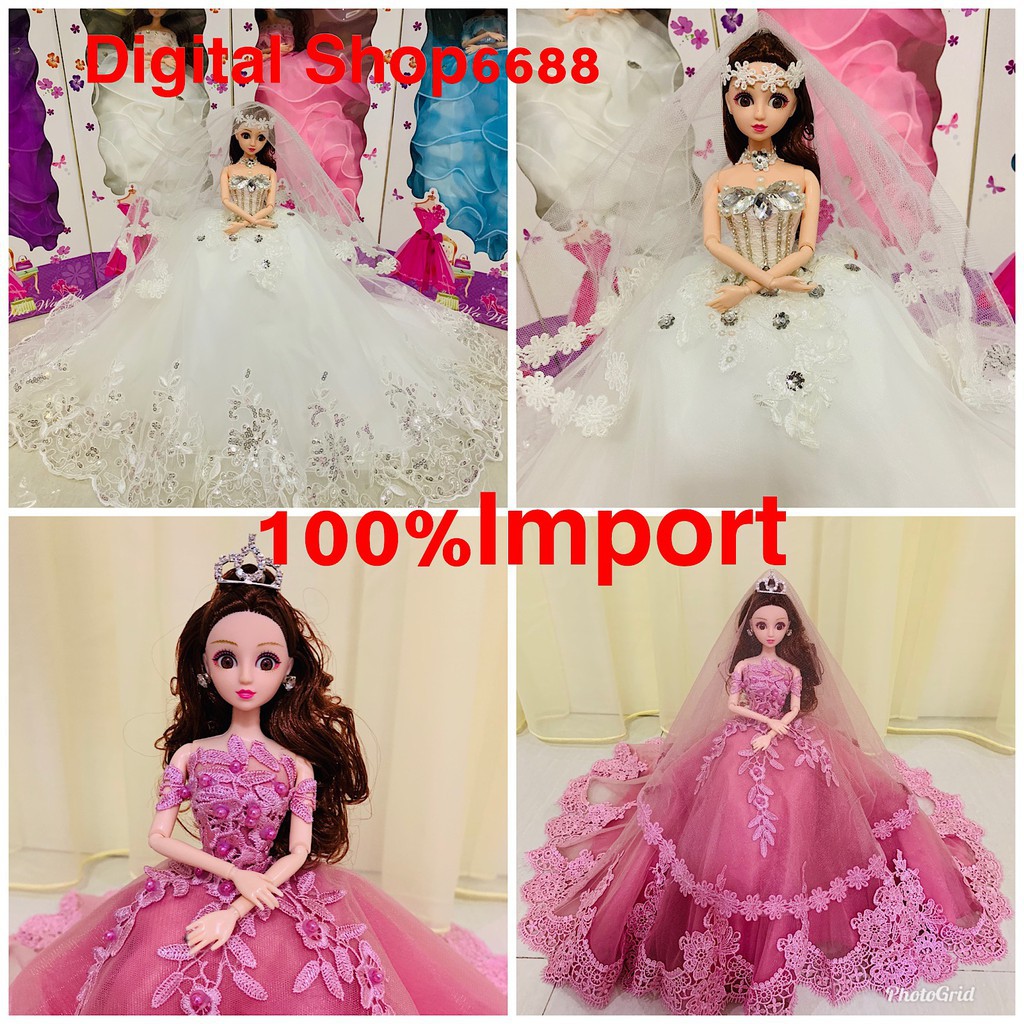 Gaun Pernikahan Boneka Barbie Ber Buntut Panjang Ukuran Tinggi 50cm