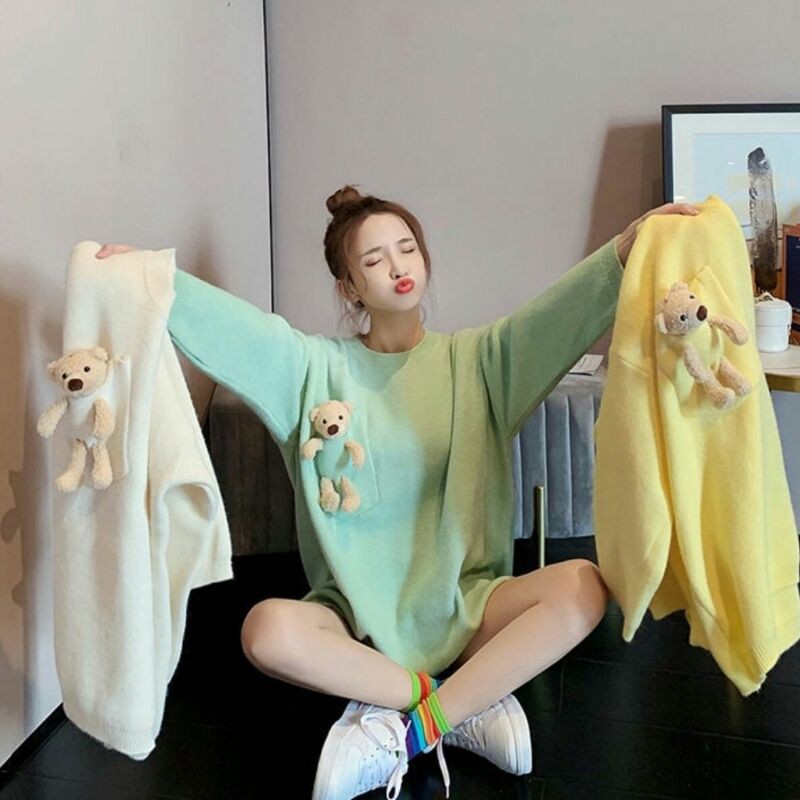 Joy Teddy Bear Pocket Fury Knit Sweater